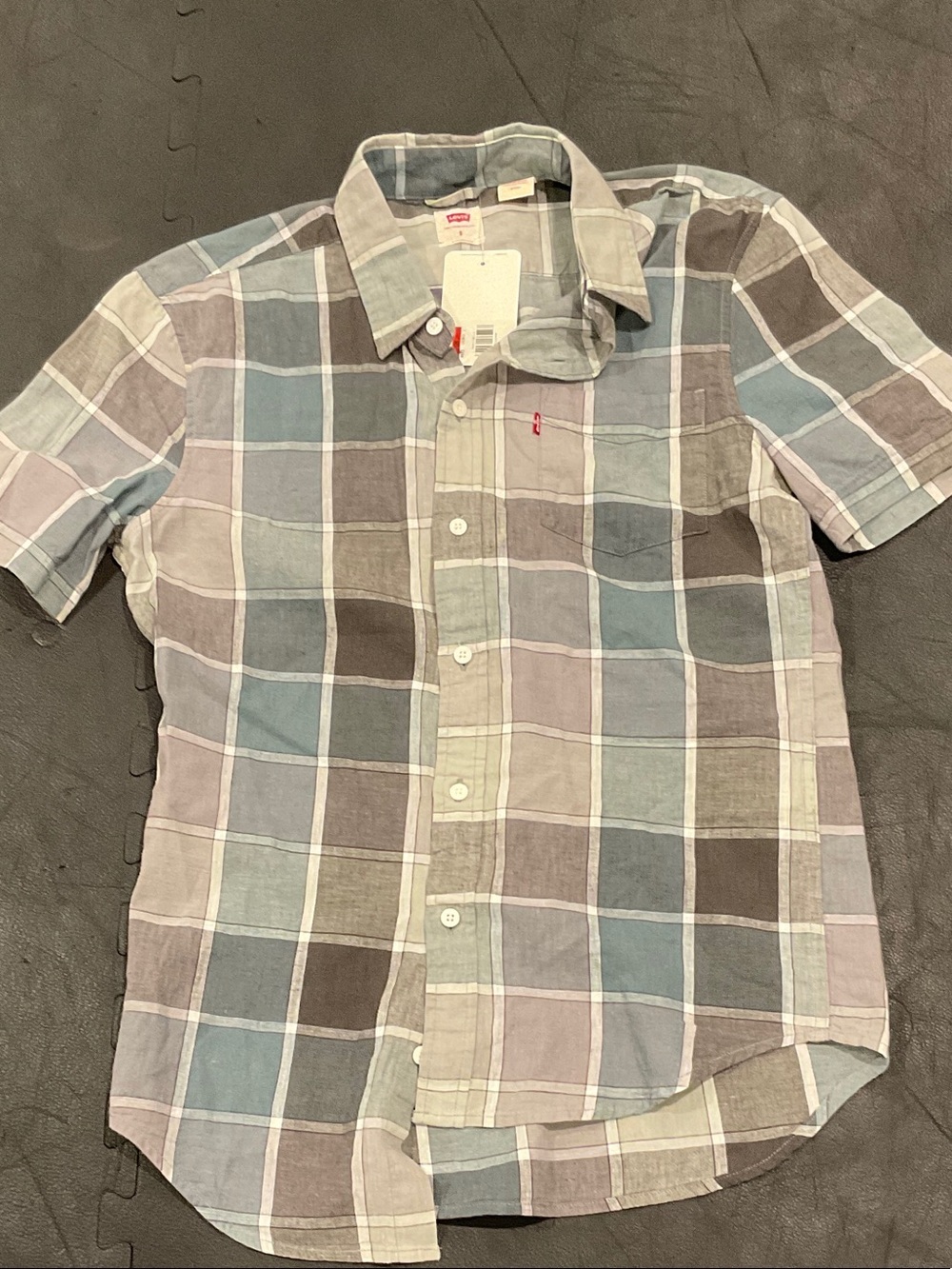 Levi's Men's Short-Sleeve Plaid Button-Down Shirt - Blue Gray Brown
